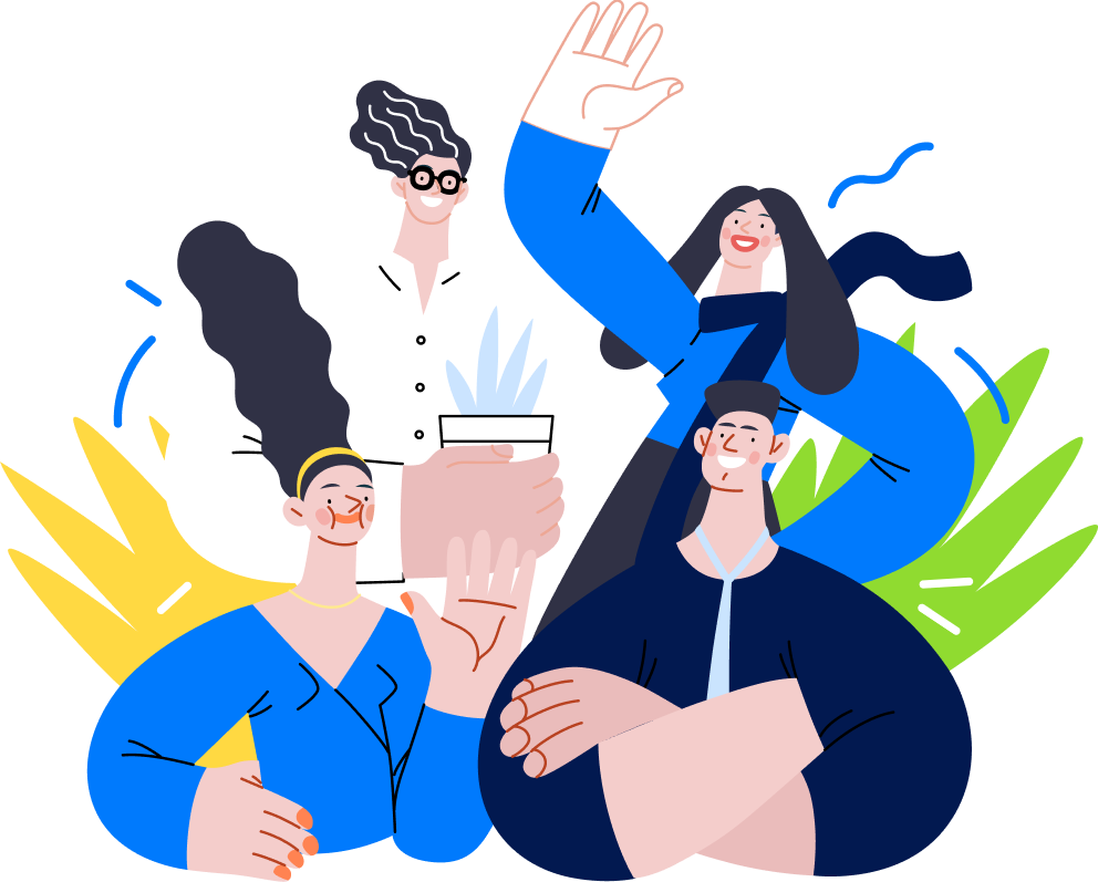 ilustracja szczęśliwej grupy ludzi